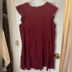 Burgundy tiered ruffle dress